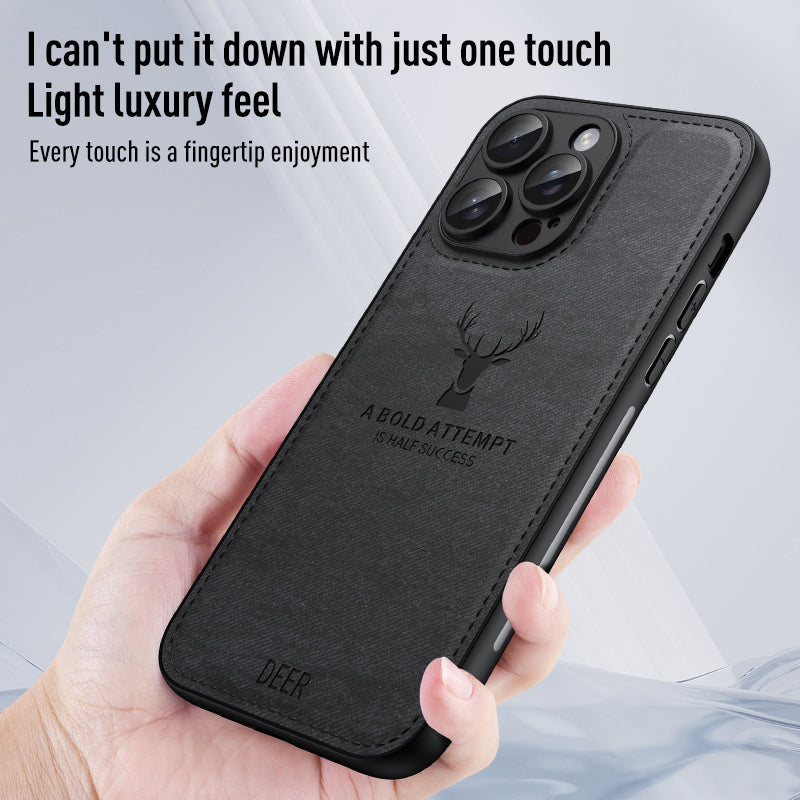 For iPhone 14 Pro Deer Pattern Case Cloth Texture PU Leather Phone Back Cover For iPhone 14 Pro Deer Pattern Case Cloth Texture PU Leather Phone Back Cover